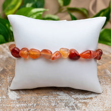 Load image into Gallery viewer, Carnelian Tumbled Stone Bracelet on White Pillow Styled Photo - Down To Earth
