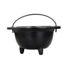 Load image into Gallery viewer, Cast Iron 6” Plain Cauldron on a white background low angle - Down to Earth
