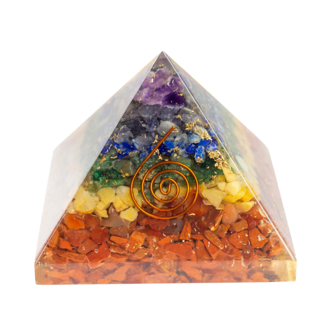 Chakra Orgone Crystal Chip Pyramid - Down To Earth