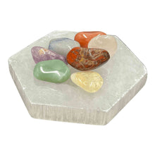 Load image into Gallery viewer, Chakra Stone Set With Hexagon Charging Plate Side Angle - Down to Earth
