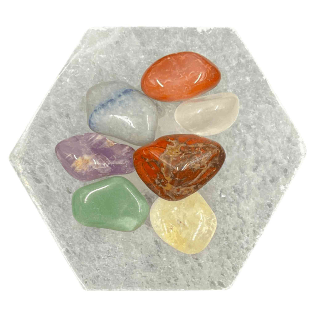 Chakra Stone Set With Hexagon Charging Plate - Down to Earth