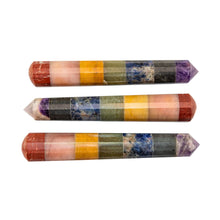 Load image into Gallery viewer, "Three chakra-aligned crystal wands on a white background," - Down to Earth.
