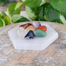 Load image into Gallery viewer, Charging Plate Chakra Set on wooden surface - Down to Earth 
