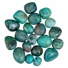 Load image into Gallery viewer, Tumbled Chrysocolla on a white background - Down To Earth
