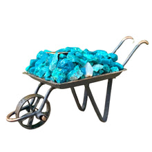 Load image into Gallery viewer, Chrysocolla Crystal Chips inside a metal wheelbarrow - Down To Earth
