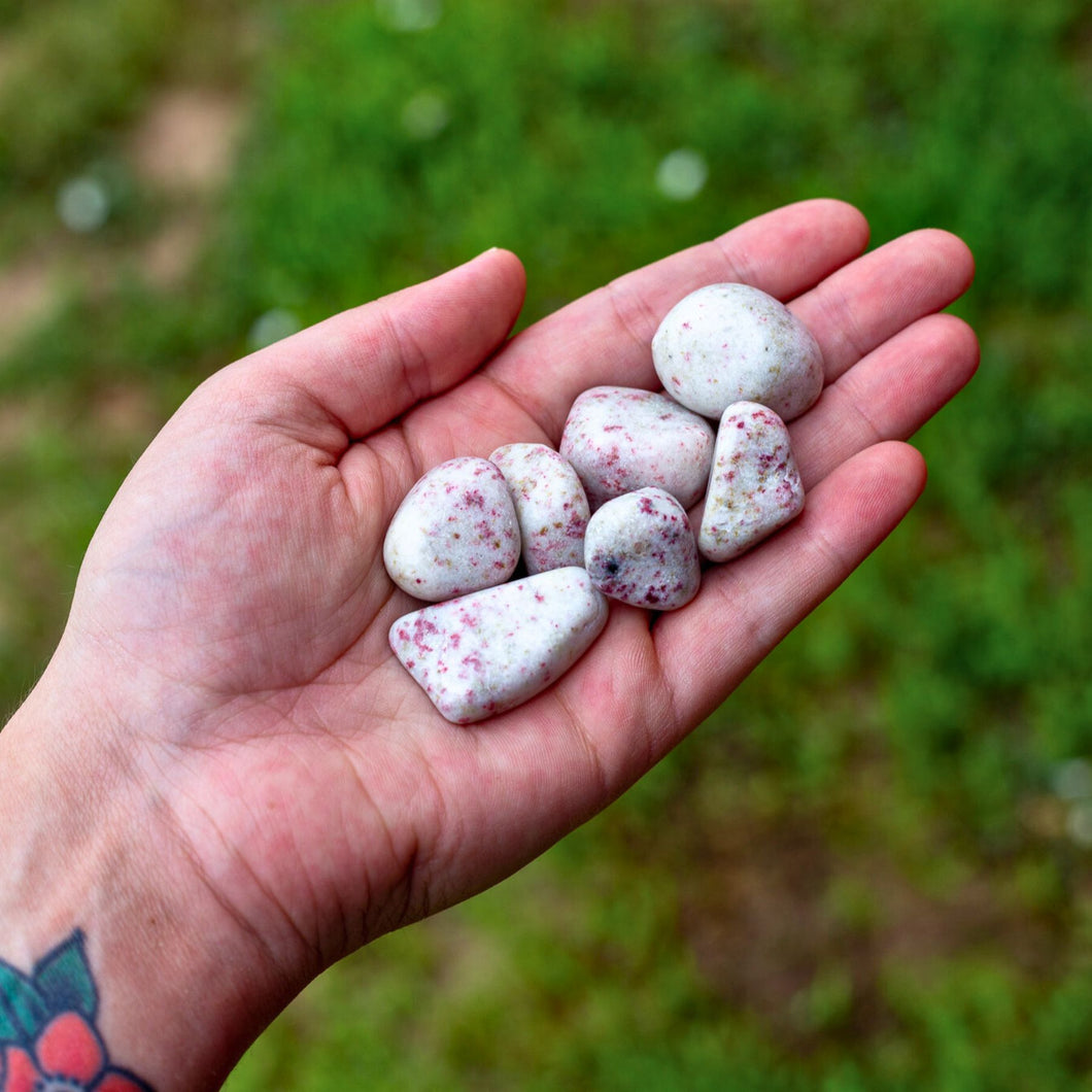 Cinnabar Tumbled in a the Palm of a Hand - Down To Earth