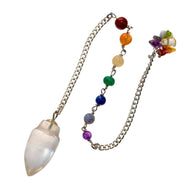 Clear Quartz Cone Pendulum with 7 Chakra Stones - Down To Earth
