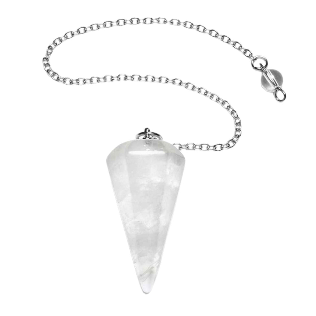 Clear Quartz Faceted Pendulum - Down To Earth