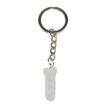 Load image into Gallery viewer, Clear Quartz Phallus Keychain on a white background - Down To Earth

