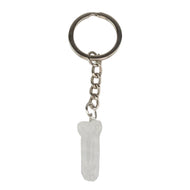Clear Quartz Phallus Keychain on a white background - Down To Earth