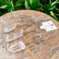 Clear Quartz Raw Crystal Keychains - Down To Earth