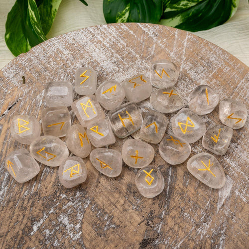 Clear Quartz Rune Set Styled - Down To Earth
