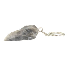 Load image into Gallery viewer, Resin Crow Skull Keychain gray on a white background - Down To Earth
