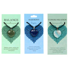 Load image into Gallery viewer, Balance, Harmony &amp; Communication Crystal Heart Necklace Pendants - Down To Earth
