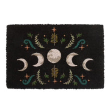 Load image into Gallery viewer, Black Coir Dark Forest Themed Moon Phase Doormat - Down To Earth
