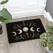 Load image into Gallery viewer, Dark Forest Moon Phase Doormat in Front of a Door - Down To Earth
