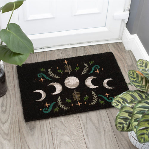 Dark Forest Moon Phase Doormat in Front of a Door - Down To Earth