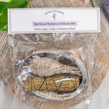 Load image into Gallery viewer, Spiritual Balance Deluxe Set top angle on a wooden surface - Down to Earth
