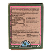 Load image into Gallery viewer, Down To Earth Cactus &amp; Succulent Fertilizer back side of the packaging displayed on a white background - Down to Earth
