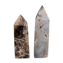 Load image into Gallery viewer, "Backside of two Druzy Clear Quartz Points on a white background," - Down to Earth.
