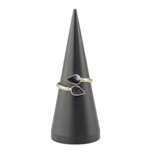 Load image into Gallery viewer, Dual Crystal Ring Blue Goldstone on a white background - Down To Earth
