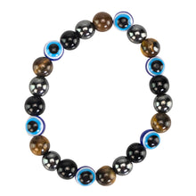 Load image into Gallery viewer, Evil Eye Crystal Bracelet top down displayed on a white background - Down To Earth
