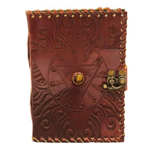 Load image into Gallery viewer, Evil Eye Crystal Leather Journal Front - Down To Earth
