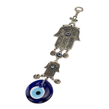 Load image into Gallery viewer, Evil Eye Hamda Hand Protection top down on a white background - Down To Earth
