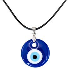 Load image into Gallery viewer, Necklace with a dark blue evil eye pendant on a white background - Down to Earth

