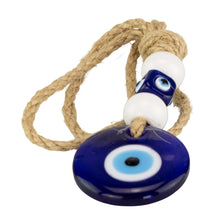 Load image into Gallery viewer, Evil Eye Mobile Hanger Blue with white background angled - Down To Earth
