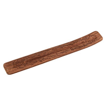 Load image into Gallery viewer, Floral Carved Wood Incense Holder on a white background side angle - Down to Earth
