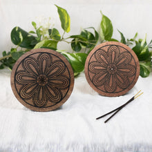 Load image into Gallery viewer, Floral Upright Incense Holder with incense sticks displayed on a white background - Down To Earth

