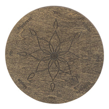 Load image into Gallery viewer, Wooden Flower Pendulum Board dark front side on a white background - Down To Earth
