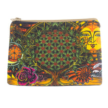 Load image into Gallery viewer, Flower of Life Cosmetic Bag front facing on a white background - Down To Earth
