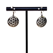 Load image into Gallery viewer, Flower of Life Sterling Silver Earrings Close Up - Down To Earth
