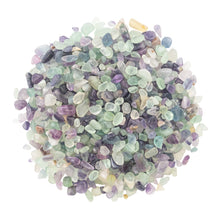 Load image into Gallery viewer, Fluorite Crystal Chips 1lb top down displayed on a white background - Down To Earth
