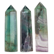 Load image into Gallery viewer, Three Fluorite Towers on a white background - Down To Earth
