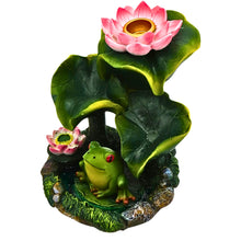 Load image into Gallery viewer, Frog &amp; Lily Pads with Lotus Back Flow Incense Burner - Down To Earth
