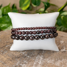 Load image into Gallery viewer, Garnet Crystal Energy Bracelets 4mm, 6mm and 8mm - Down To Earth Crystal Stretch Bracelets Online
