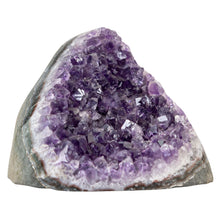 Load image into Gallery viewer, Amethyst Cut Base Geode Cluster Small on a white background photo - Down to Earth
