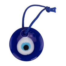 Load image into Gallery viewer, Glass Evil Eye Protection Charm front facing on a white background - Down To Earth
