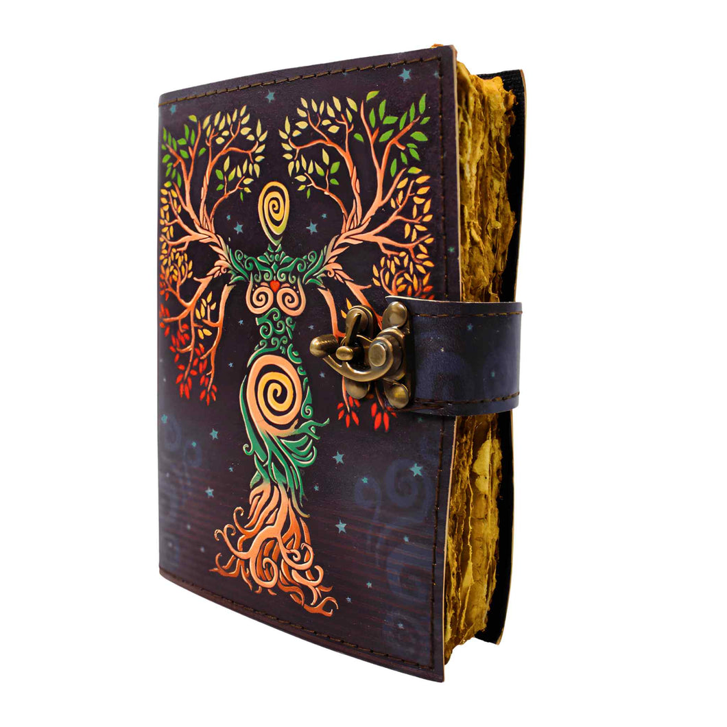 Goddess Tree of Life Leather Journal Skewed - Down To Earth