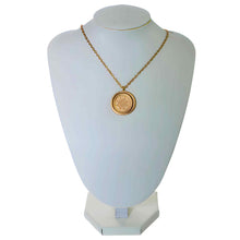 Load image into Gallery viewer, Gold Mantra Medallion Necklace on Display - Down To Earth
