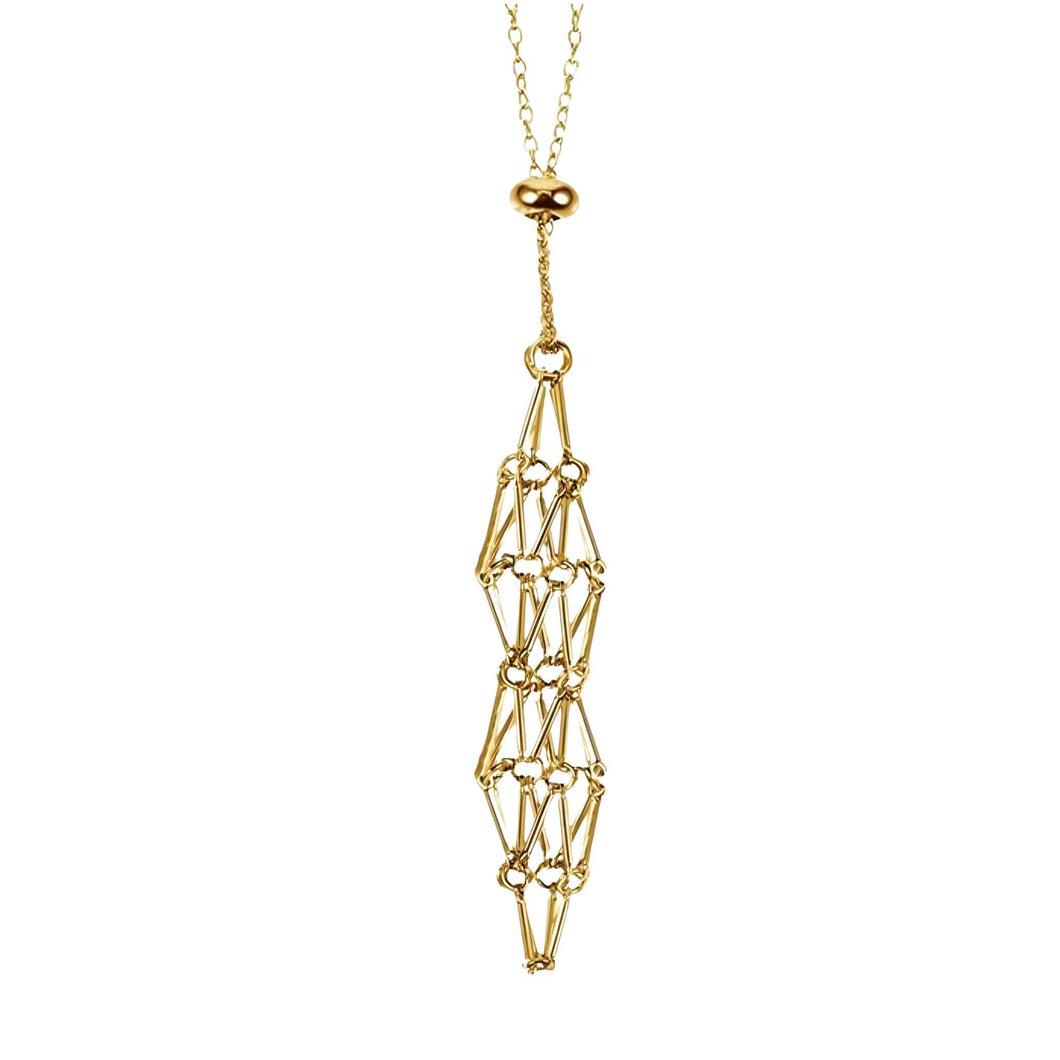 Gold Metal Adjustable Crystal Cage Necklace - Down To Earth