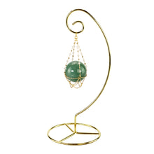 Load image into Gallery viewer, Gold Sphere Holder with the sphere displayed on a white background - Down To Earth
