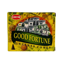 Load image into Gallery viewer, Good Fortune HEM Incense Cones - Down To Earth
