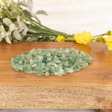 Load image into Gallery viewer, Green Aventurine Chips Side Picture with Styled Background - Down To Earth
