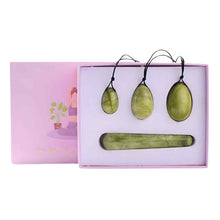 Load image into Gallery viewer, Green Flower Jade 4pc Yoni Egg Set with a Box - Down To Earth
