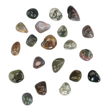 Load image into Gallery viewer, Green Moss Agate Tumbled 1lb top down on a white background - Down To Earth
