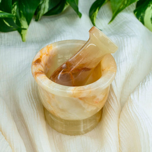 Green Onyx Mortar and Pestle Styled - Down To Earth